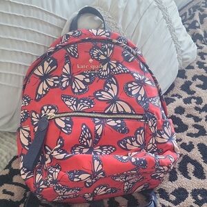 Kate Spade Red and Navy Butterfly Backpack
